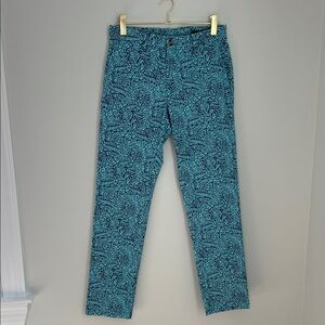 Vineyard Vines Men’s Teal Navy Tropical Leaf-Print Flamingo Chinos Size: 30”x32”